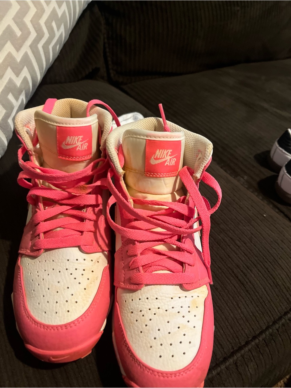 Nike Kids High-Top Sneakers in Bright Pink and White